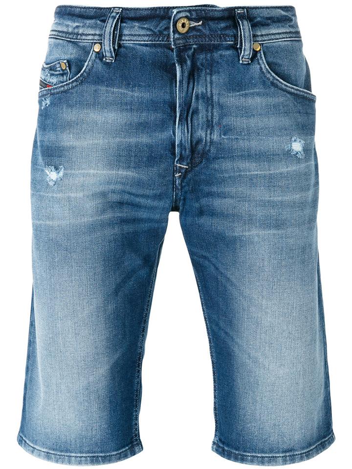 Diesel - Ripped Detail Denim Shorts - Men - Cotton/spandex/elastane - 32, Blue, Cotton/spandex/elastane