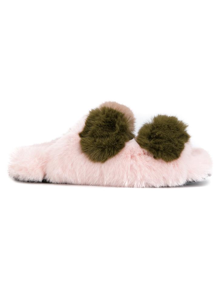 Suecomma Bonnie Strappy Faux Fur Sandals - Pink & Purple
