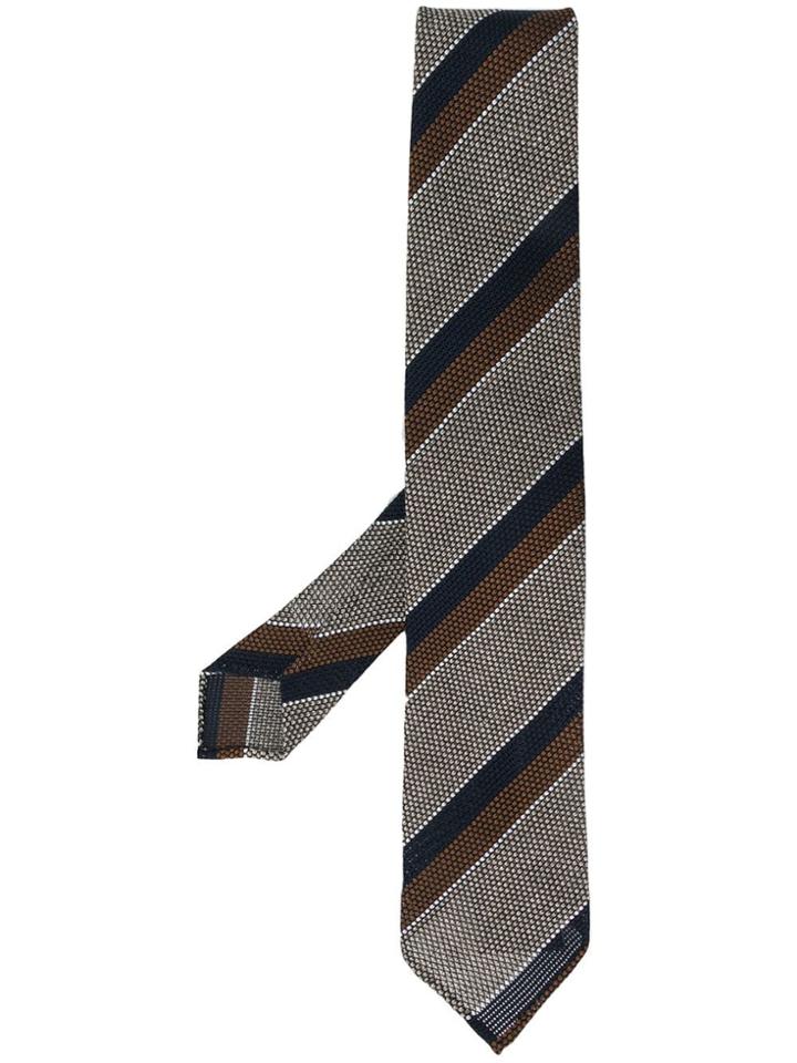 Lardini Diagonal Striped Tie - Brown