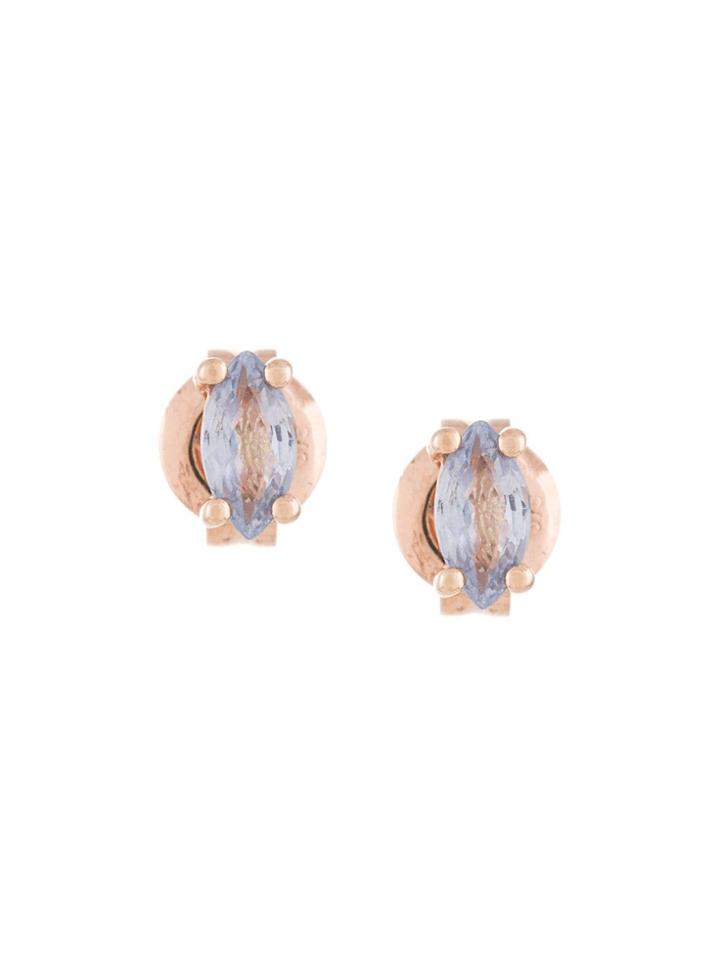 Natalie Marie 9kt Rose Gold Marquise Sapphire Studs - Blue