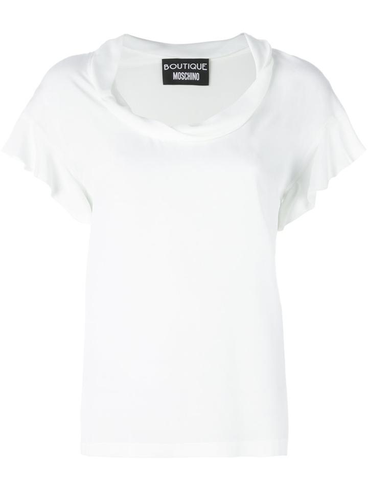 Boutique Moschino Ruffle Sleeve Blouse, Women's, Size: 40, White, Rayon/silk
