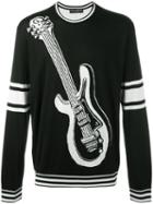 Dolce & Gabbana Intarsia Guitar Knit Jumper, Men's, Size: 50, Black, Silk