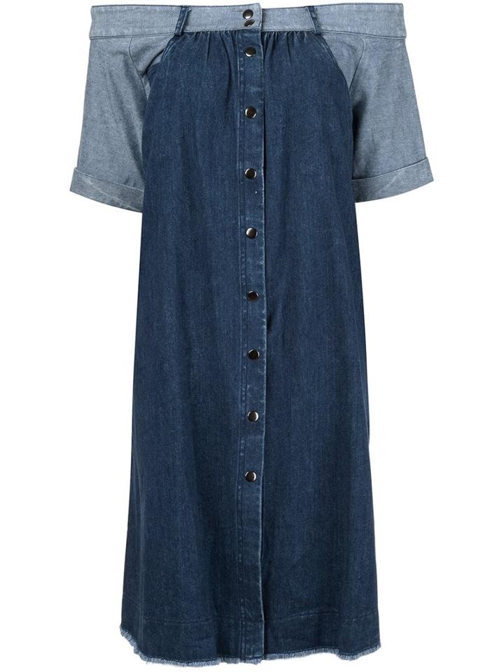 Sea Off-shoulder Denim Dress, Women's, Size: 2, Blue, Cotton/lyocell