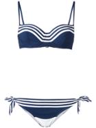 Dolce & Gabbana Striped Bikini, Women's, Size: Ii, Blue, Polyamide/spandex/elastane