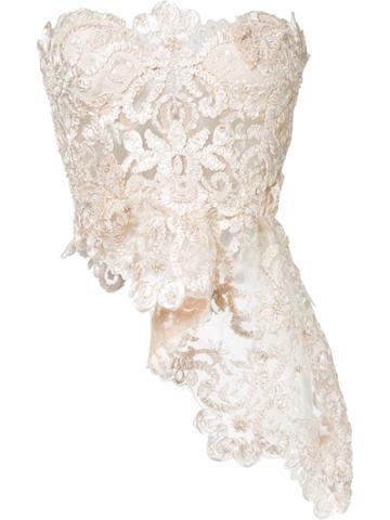 Nedret Taciroglu Couture Lace Embroidered Top - Nude & Neutrals