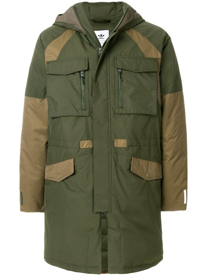 Adidas By White Mountaineering Padded Two-tone Parka - Green