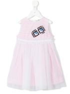 Fendi Kids - Striped Sleeveless Dress - Kids - Cotton/polyamide/polyester - 18 Mth, White