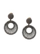 Oscar De La Renta Beaded Hoop Earrings - Silver
