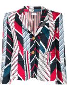 Thom Browne Repp Stripe Tie Collage Sport Coat - Blue