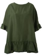 P.a.r.o.s.h. Ruffled Shift Blouse, Women's, Size: Large, Green, Silk