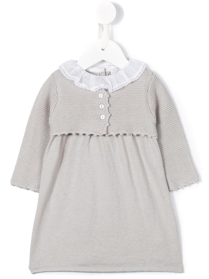 Tartine Et Chocolat Frilled Collar Knit Dress, Newborn Girl's, Size: 1 Mth, Grey