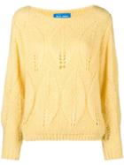 Mih Jeans Lacey Leaf Knit Sweater - Yellow