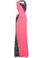 Rubin Singer Embellished Cut Out Gown - Pink & Purple