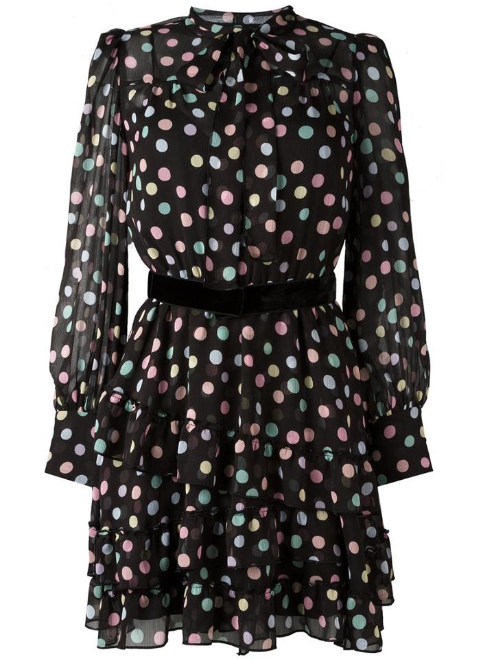 Marc Jacobs Pastel Polka Dot Dress, Women's, Size: 6, Black, Silk/polyester