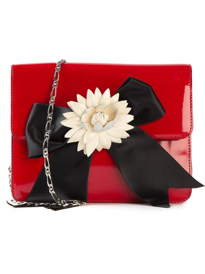 Moschino Vintage Flower Bow Appliqué Shoulder Bag, Women's, Red