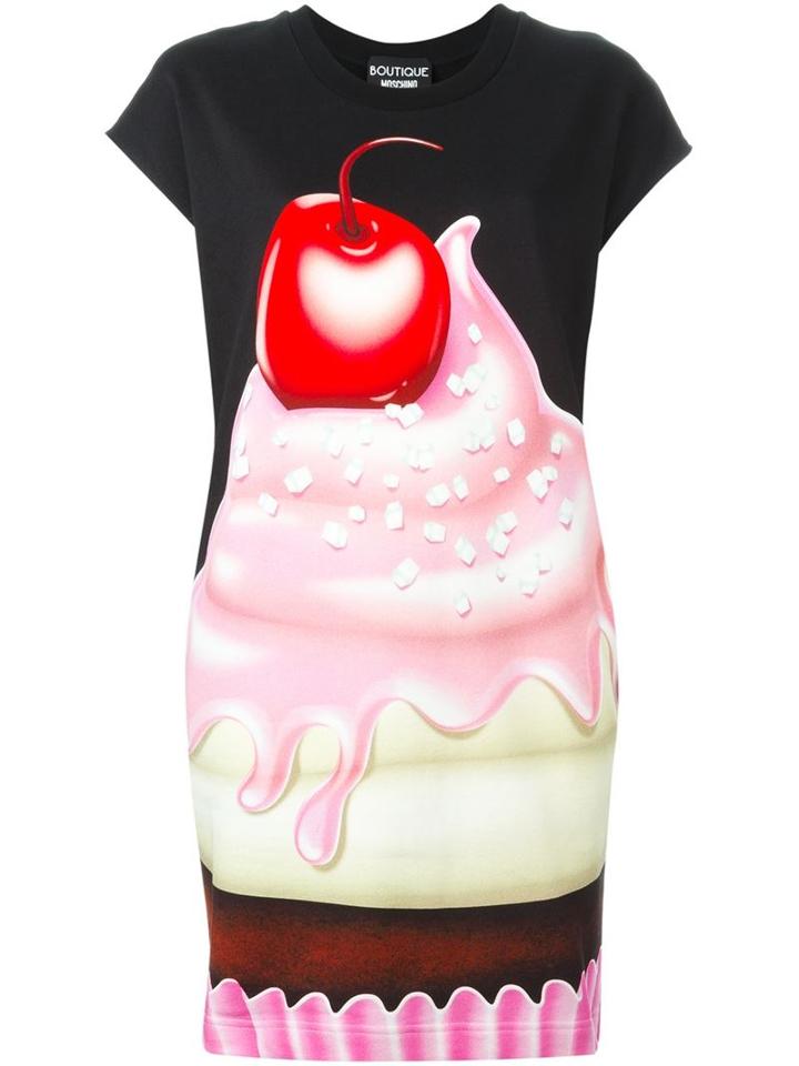 Boutique Moschino Cream And Cherry Print T-shirt Dress