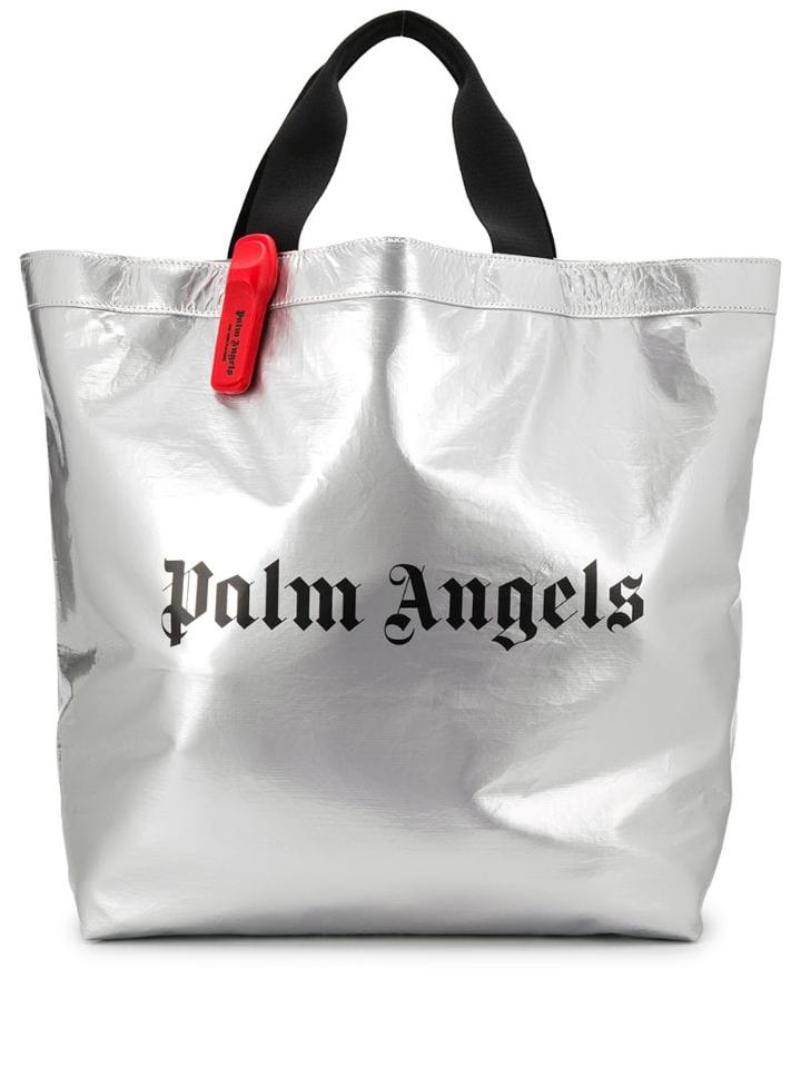 Palm Angels Logo Print Shopper Tote - Metallic