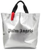 Palm Angels Logo Print Shopper Tote - Metallic