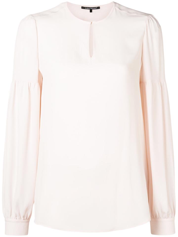 Luisa Cerano Pleated Sleeve Blouse - Pink & Purple