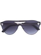 Versace 'aviator Shields' Sunglasses With Silver Medusa - Black