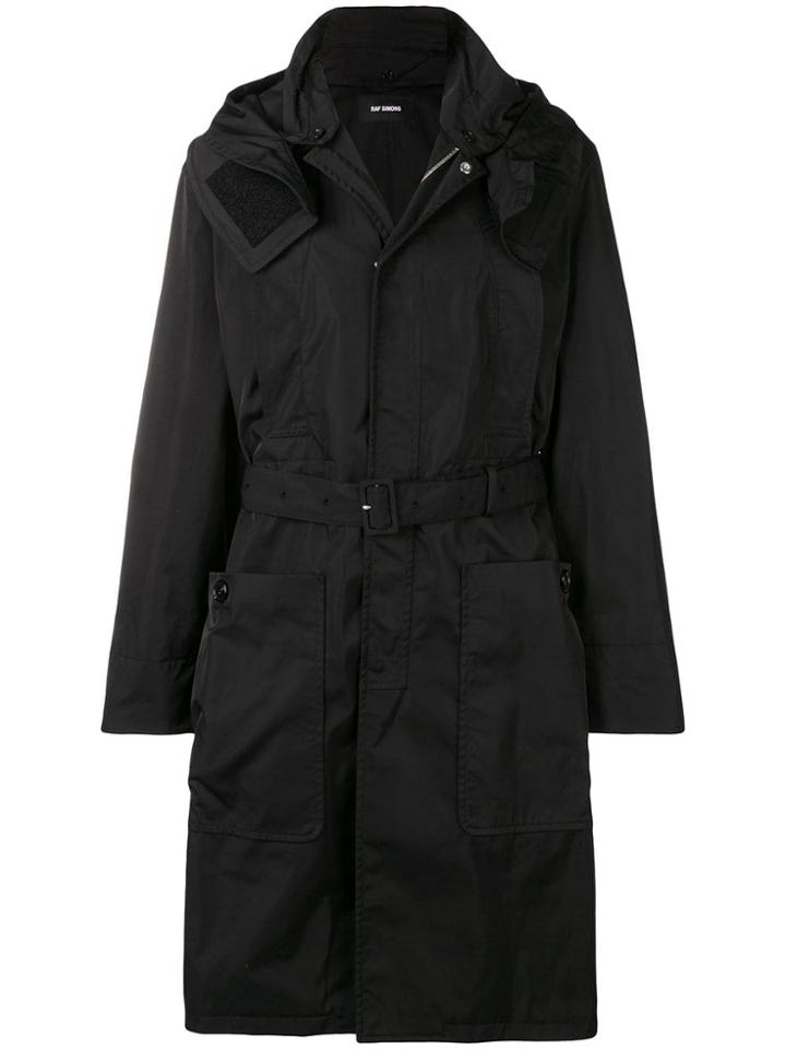 Raf Simons Hooded Trench Coat - Black
