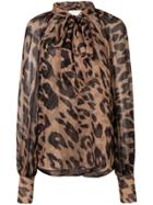 Oscar De La Renta Leopard Print Blouse - Brown