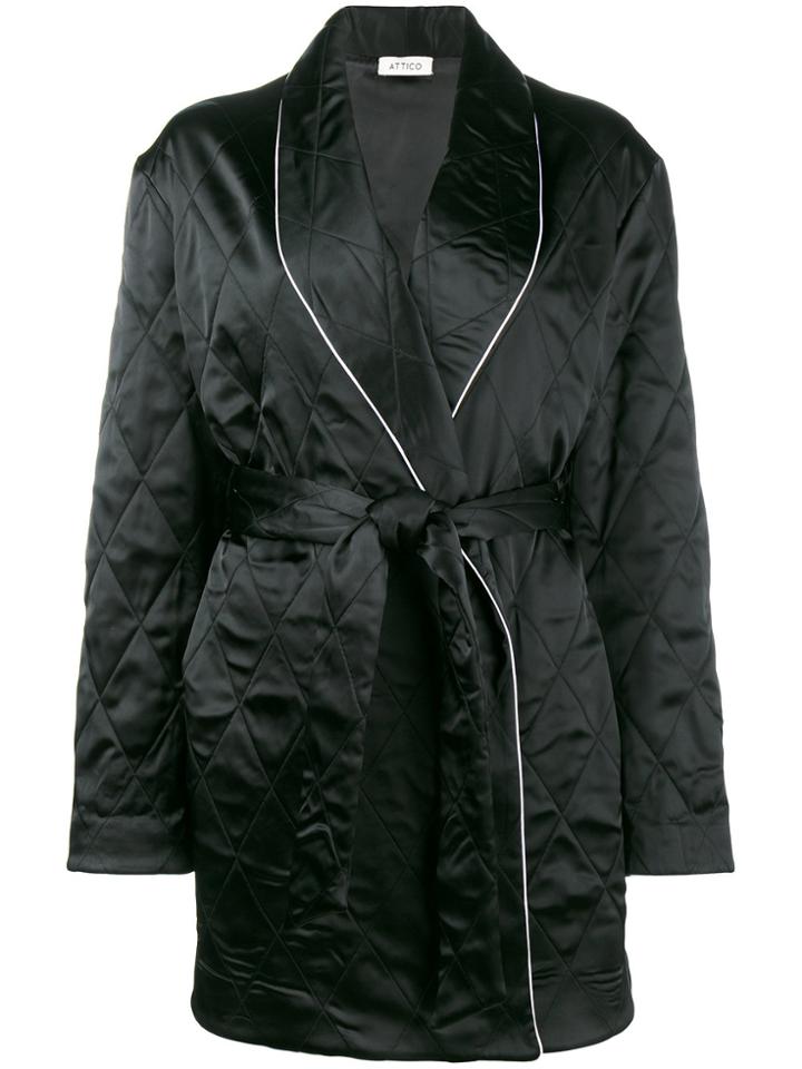 Attico Oversized Dragon Embroidered Wrap Jacket - Black