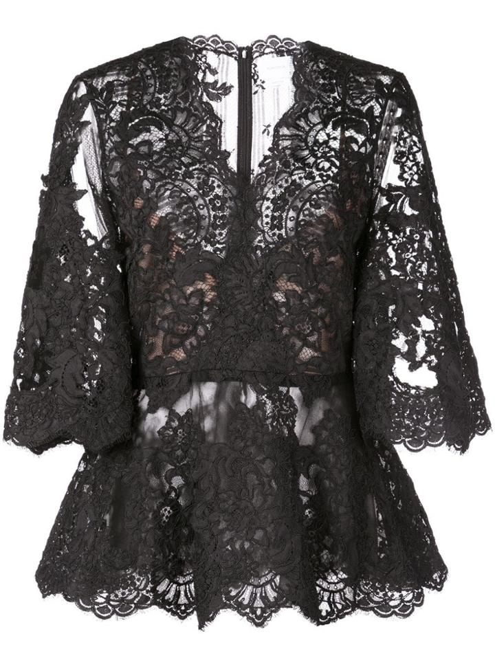 Marchesa Lace See-through Blouse - Black