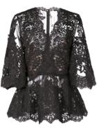 Marchesa Lace See-through Blouse - Black