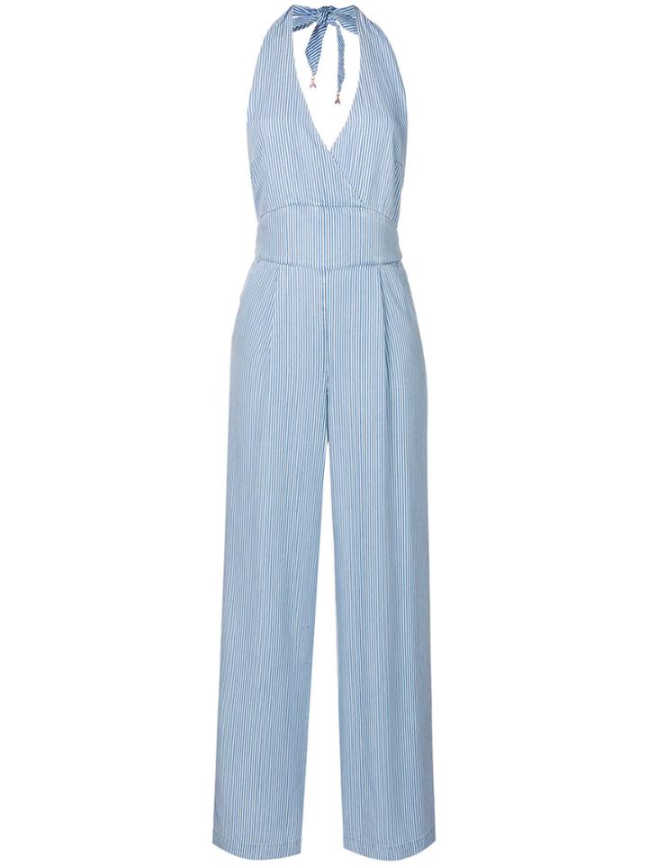 Patrizia Pepe Pinstripe Halterneck Jumpsuit - Blue
