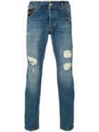 John Richmond Distressed Fitted Jeans - Blue