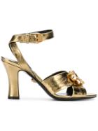Versace Embellished Medusa Sandals - Metallic