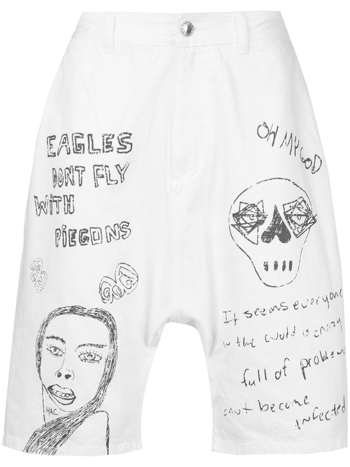Haculla Mindful Doodles Denim Shorts - White