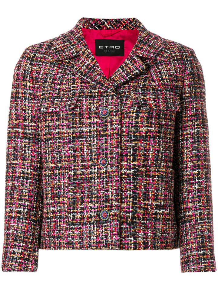 Etro Tweed Fitted Jacket - Pink & Purple