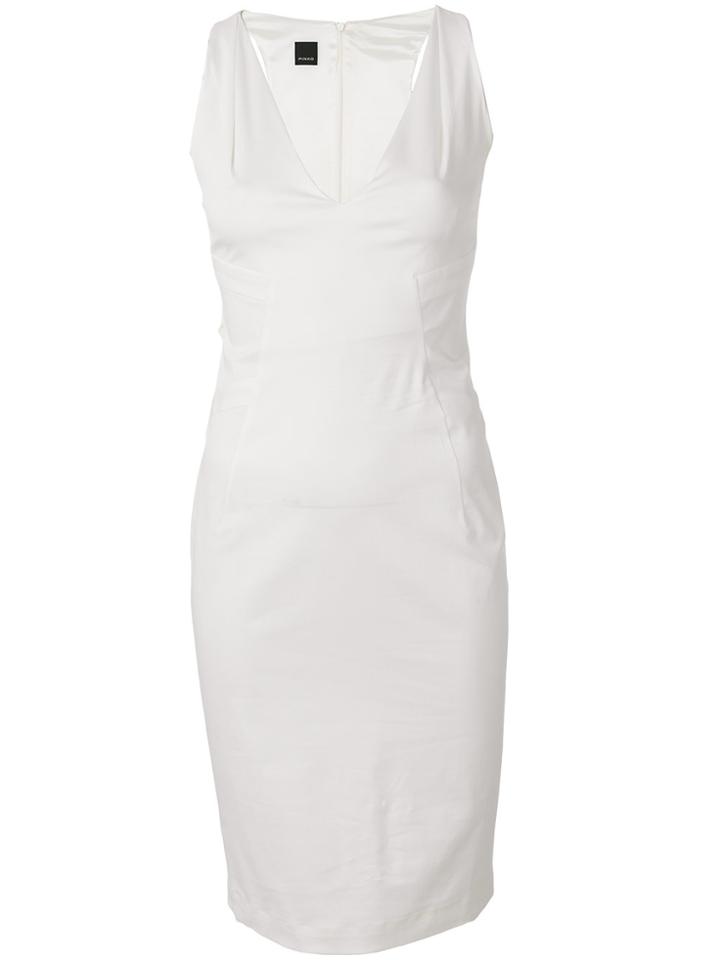 Pinko V-neck Pencil Dress - White