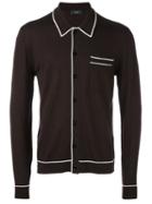 Joseph Contrast Trim Cardigan, Men's, Size: Medium, Brown, Merino