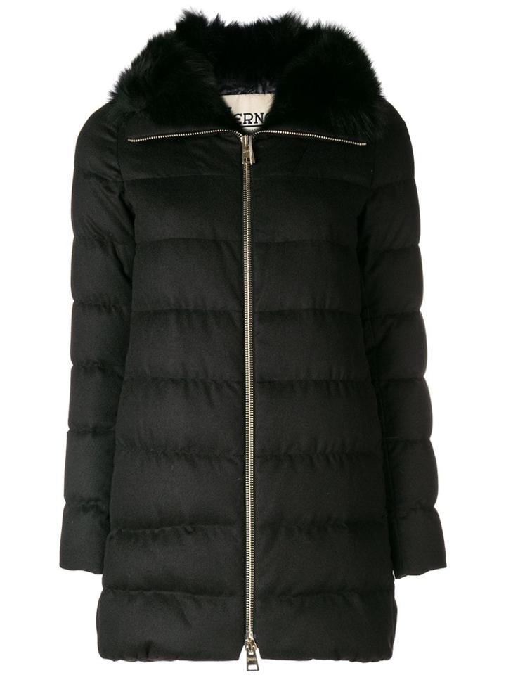 Herno Fur Lined Coat - Black