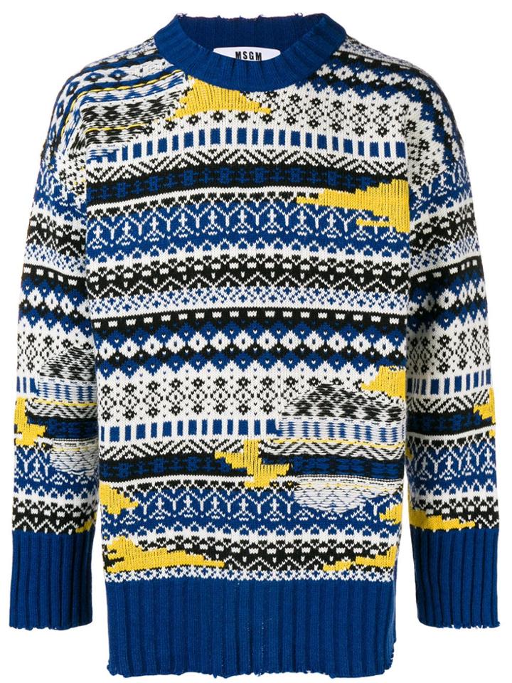 Msgm Multi-knit Sweater - Blue