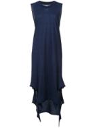 Nsf Asymmetric Sleeveless Midi Dress - Blue