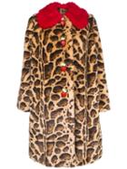 Dolce & Gabbana Contrast-collar Leopard-print Coat - Brown