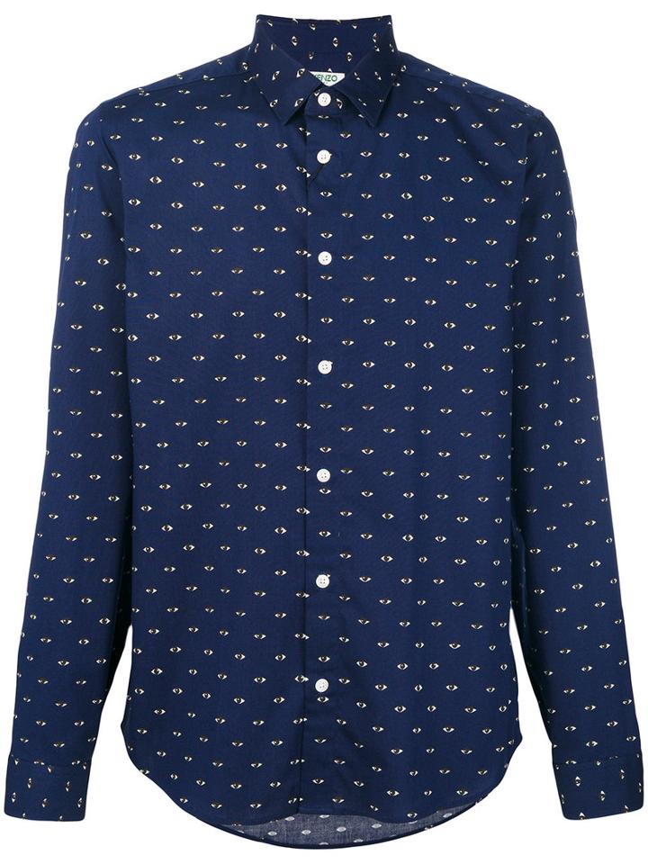Kenzo - Eyes Shirt - Men - Cotton/spandex/elastane - 41, Blue, Cotton/spandex/elastane