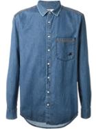 Msgm Chest Pocket Denim Shirt, Men's, Size: 39, Blue, Cotton