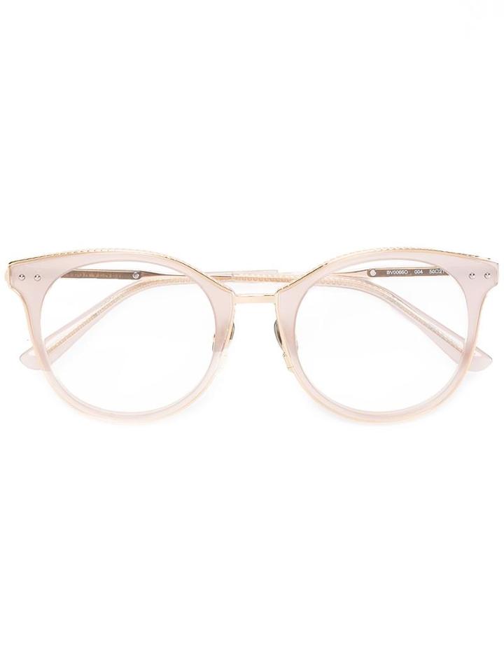 Bottega Veneta Eyewear Round Frame Glasses, Nude/neutrals, Acetate/metal (other)