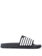 Emporio Armani Striped Logo Slides - Blue