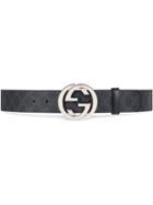 Gucci - Gg Supreme Belt With G Buckle - Men - Leather/canvas/metal - 105, Black, Leather/canvas/metal