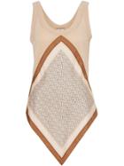 Burberry Monogram Print Scarf Detail Wool Vest - Neutrals