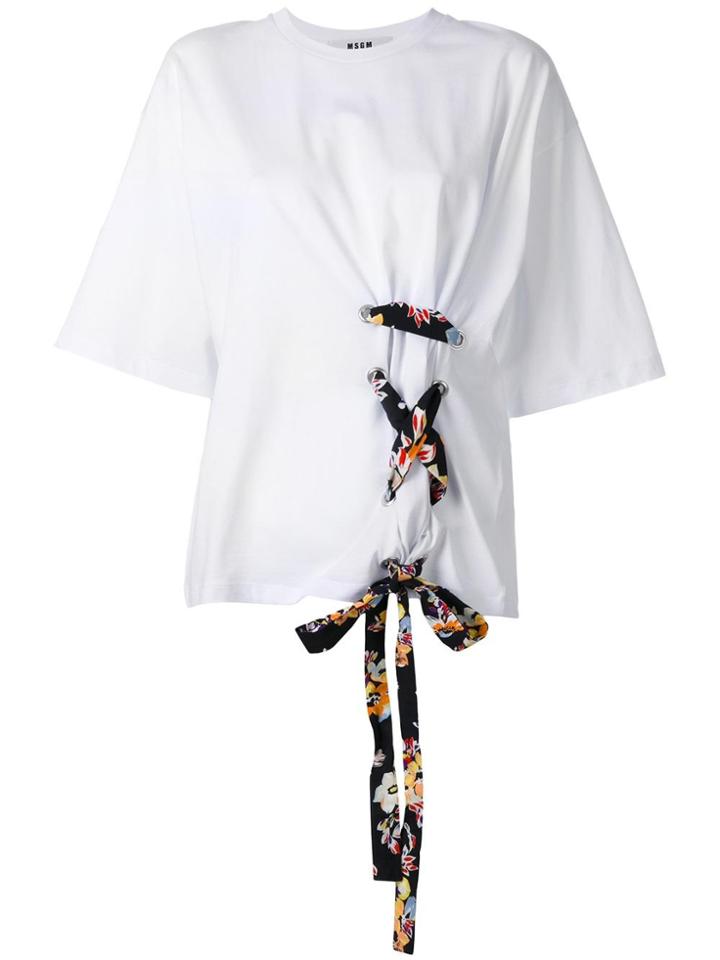 Msgm Lace Detail T-shirt - White