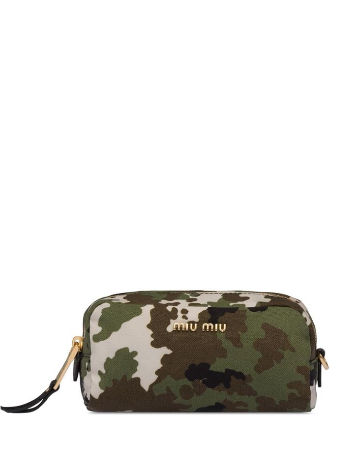 Miu Miu Camouflage Print Faille Zipped Pouch - Green
