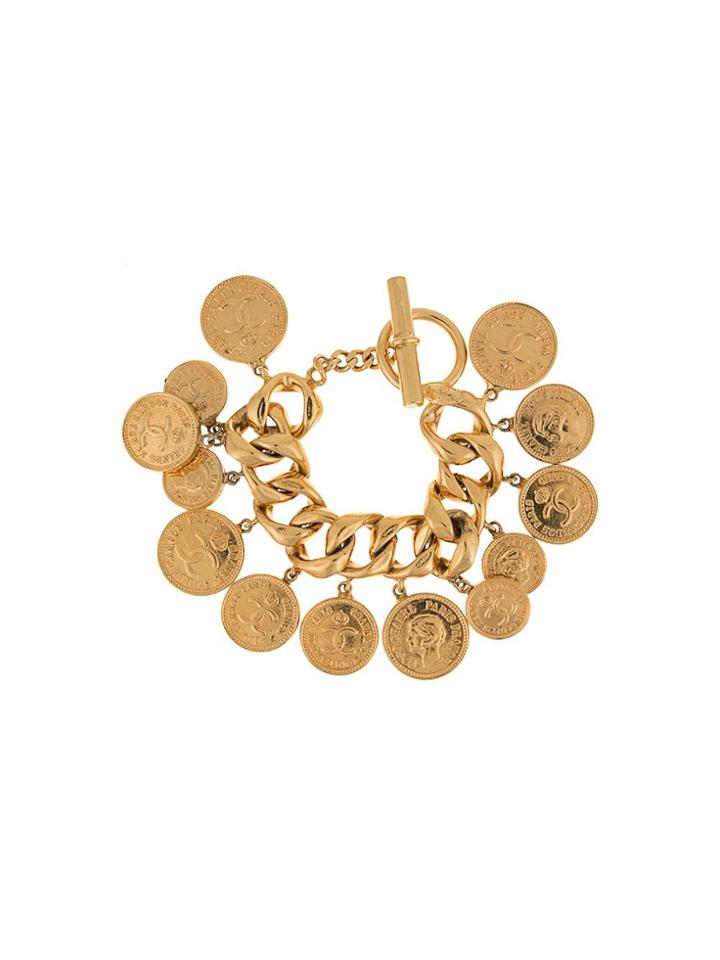 Chanel Vintage Logo Coin Bracelet - Metallic