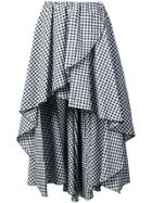 Caroline Constas Gingham Print Frilled Asymmetric Skirt - Black